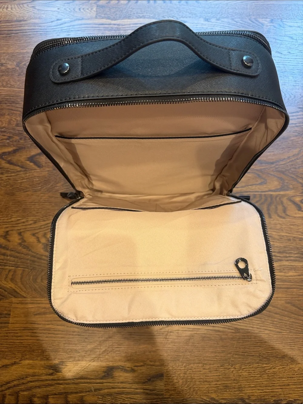 Calpak Black Leather Backpack with Woven-Edge Detail